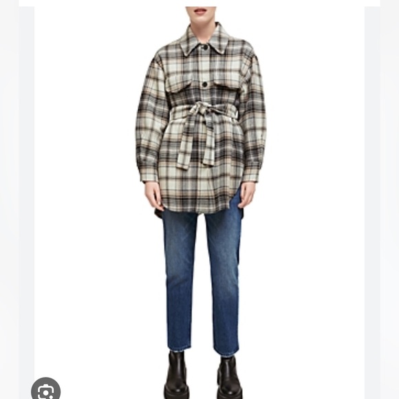 🔥❤️🔥MAJE Gavinima check-print Plaid Wool Blend Shirt Jacket size S🔥❤️🔥 - Picture 2 of 14